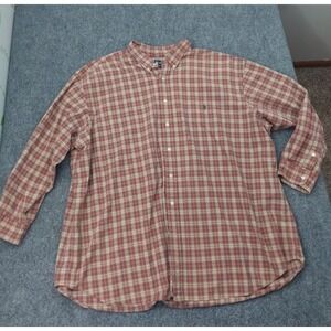Ralph Lauren Shirt Mens 4XB Big Red Plaid Cotton Button Down Long Sleeve - FLAW